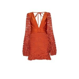 PatBO Crochet Plunge Mini Dress